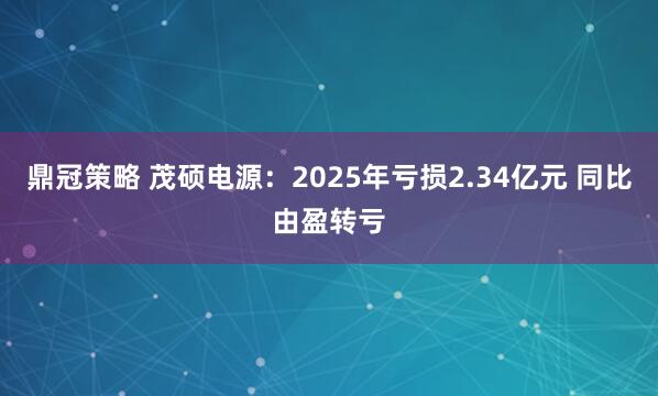 鼎冠策略 茂硕电源：2025年亏损2.34亿元 同比由盈转亏